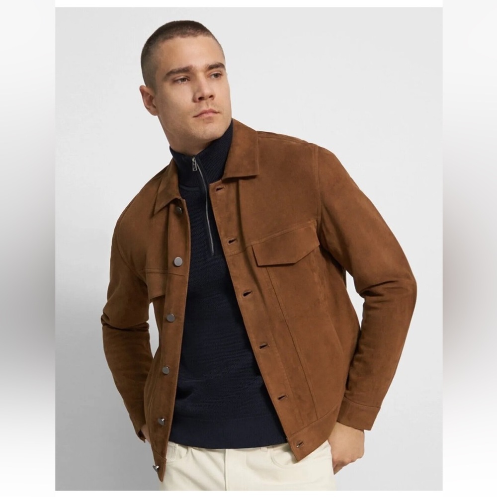 Theory River Trucker Suede Jacket Size - L